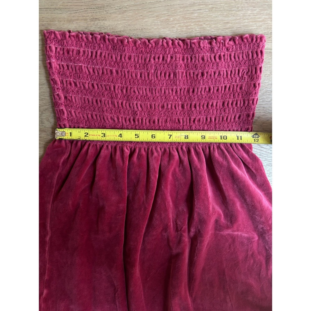 Vtg. Juicy Couture Burgundy Pink Velour Strapless Mini Dress Womens Medium Y2K - Picture 8 of 10